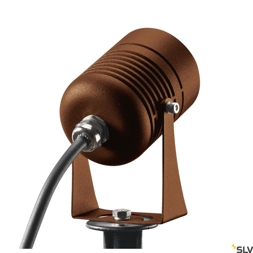 SLV LED SPIKE, LED outdoor ground spike luminaire, rust coloured, IP55, 3000K, 40° 1002203