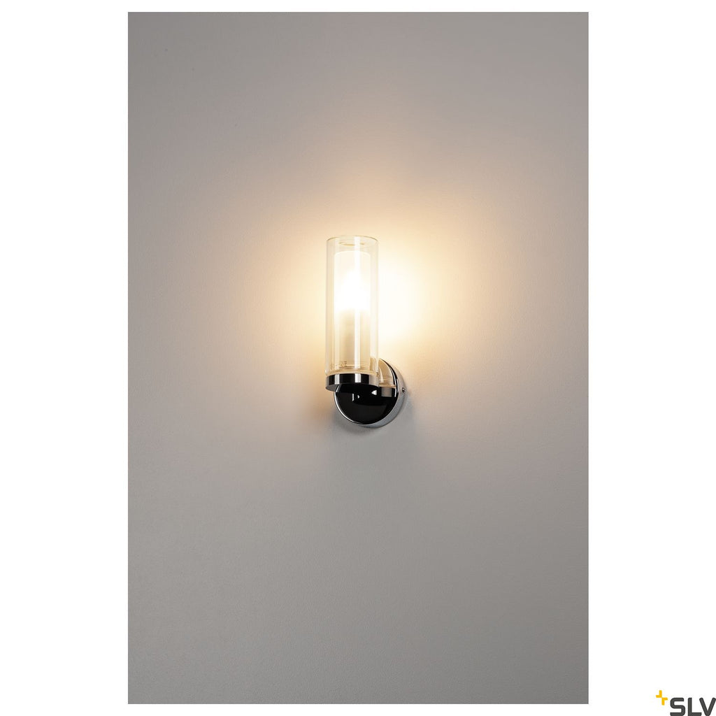 SLV WL 105 wall light, chrome, double glass, 1xE14 1002228