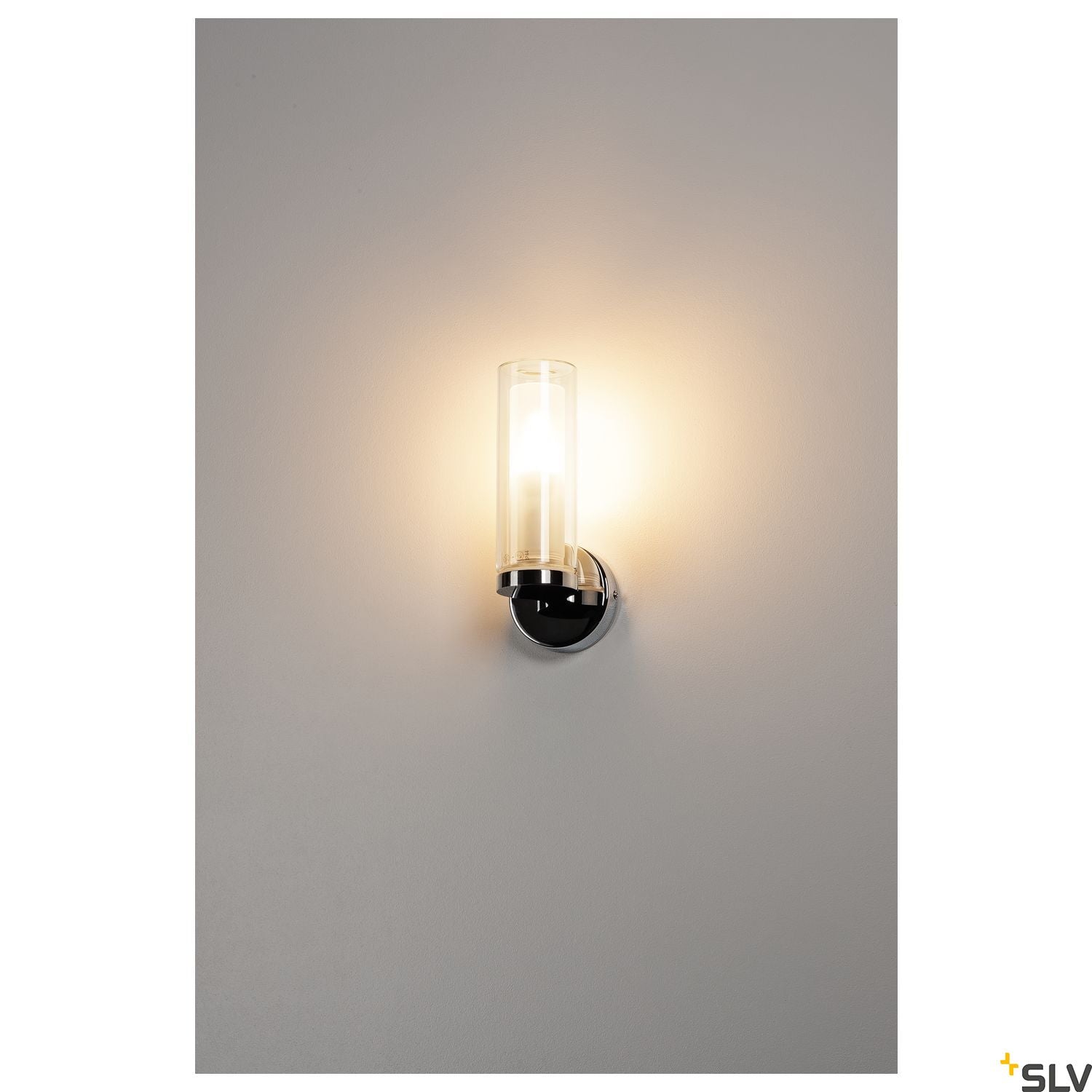 SLV WL 105 wall light, chrome, double glass, 1xE14 1002228