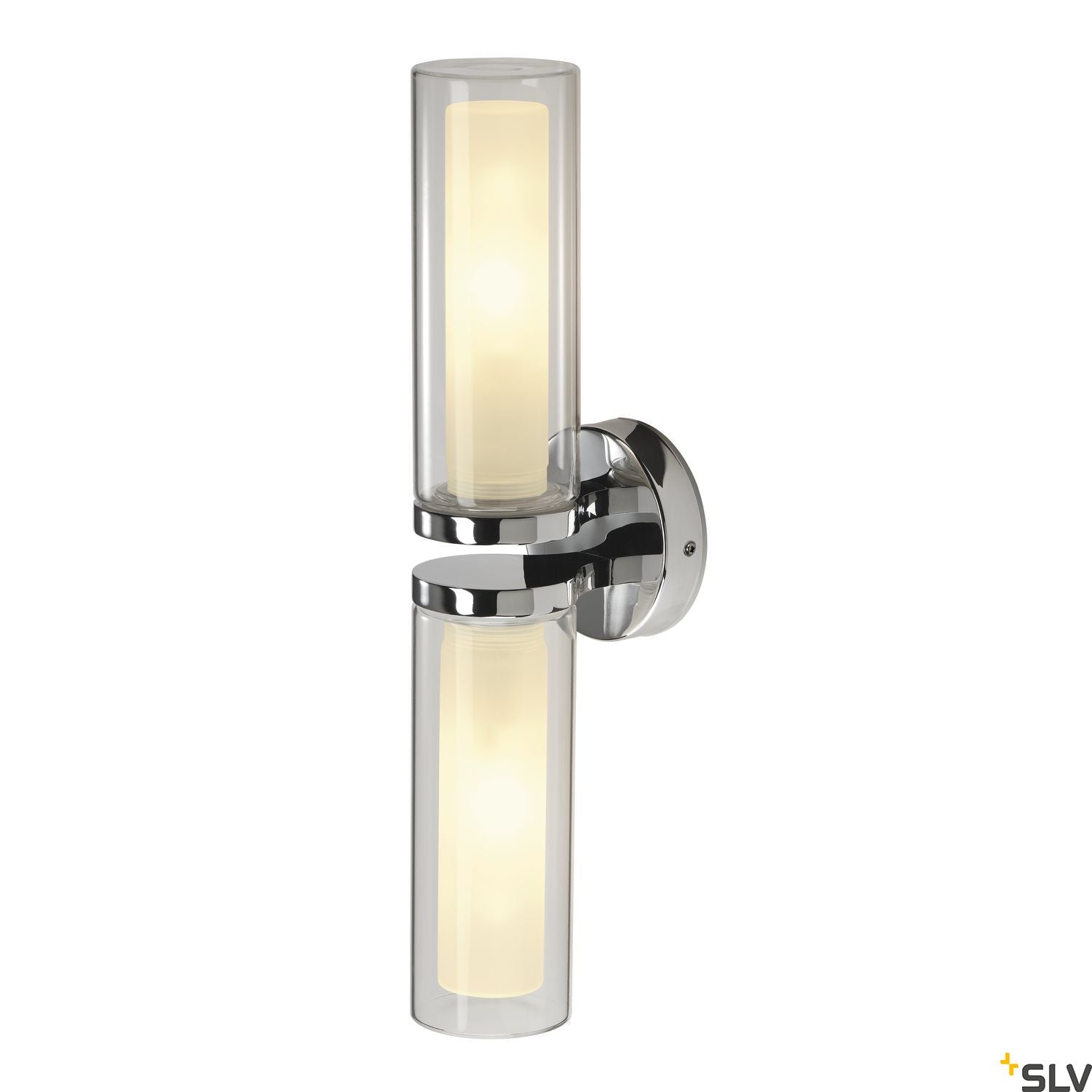 SLV WL 106 wall light, double glass, chrome, 2xE14 1002229