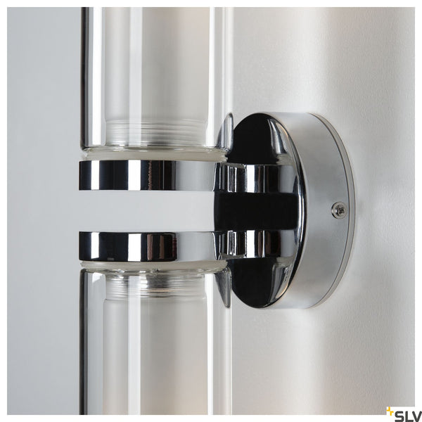 SLV WL 106 wall light, double glass, chrome, 2xE14 1002229