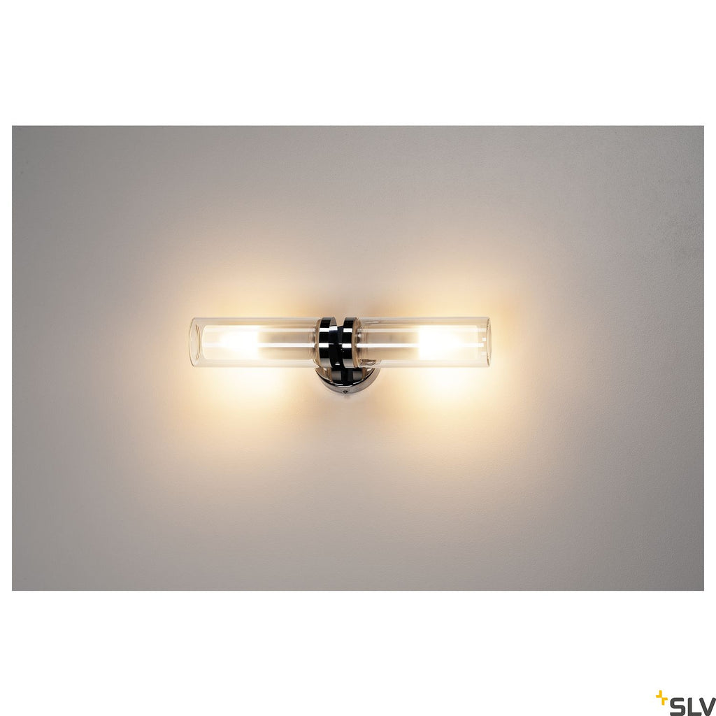 SLV WL 106 wall light, double glass, chrome, 2xE14 1002229