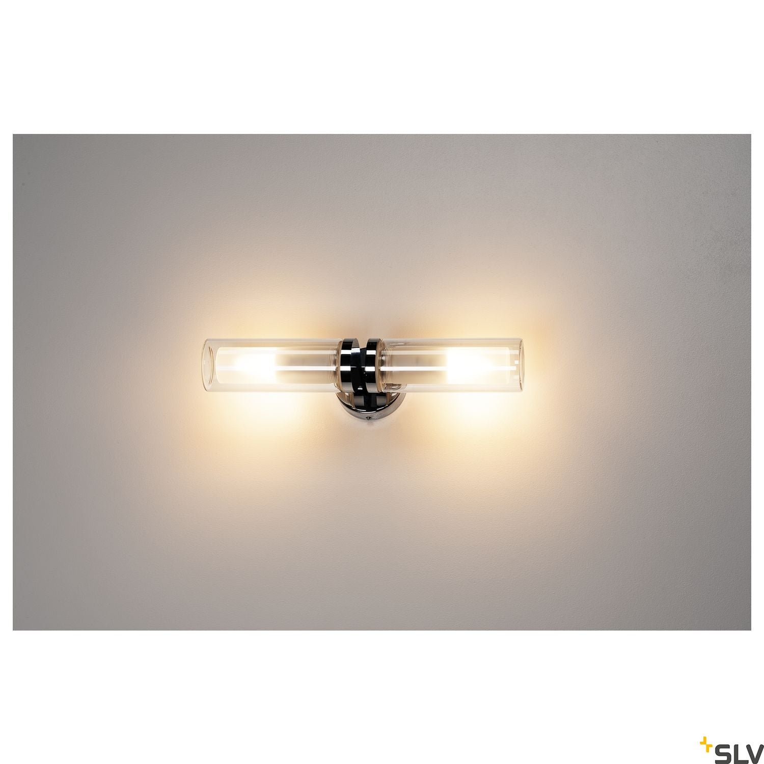 SLV WL 106 wall light, double glass, chrome, 2xE14 1002229
