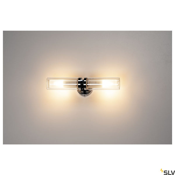 SLV WL 106 wall light, double glass, chrome, 2xE14 1002229