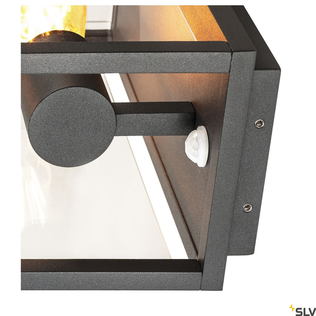 SLV QUADRULO SENSOR WL E27 outdoor surface-mounted wall light, anthracite, including sensor 1002402