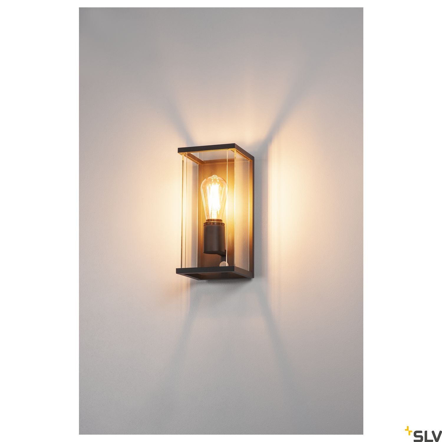 SLV QUADRULO SENSOR WL E27 outdoor surface-mounted wall light, anthracite, including sensor 1002402