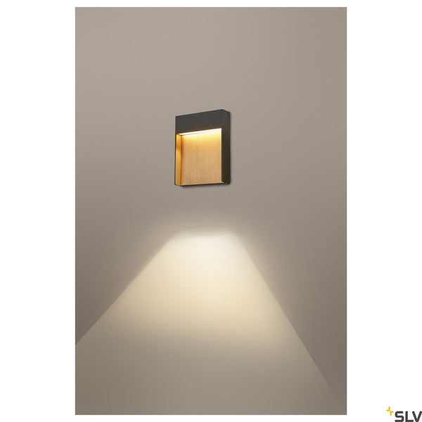 SLV FLATT Outdoor LED wall light 3000K IP65 anthracite/brown 1002953