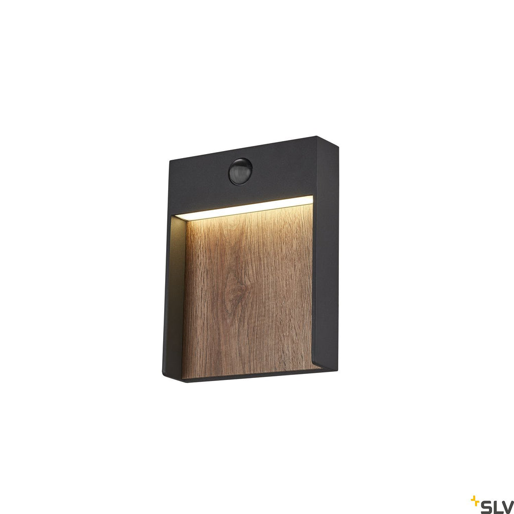 SLV FLATT SENSOR Outdoor LED wall light 3000K IP65 anthracite/brown 1002955