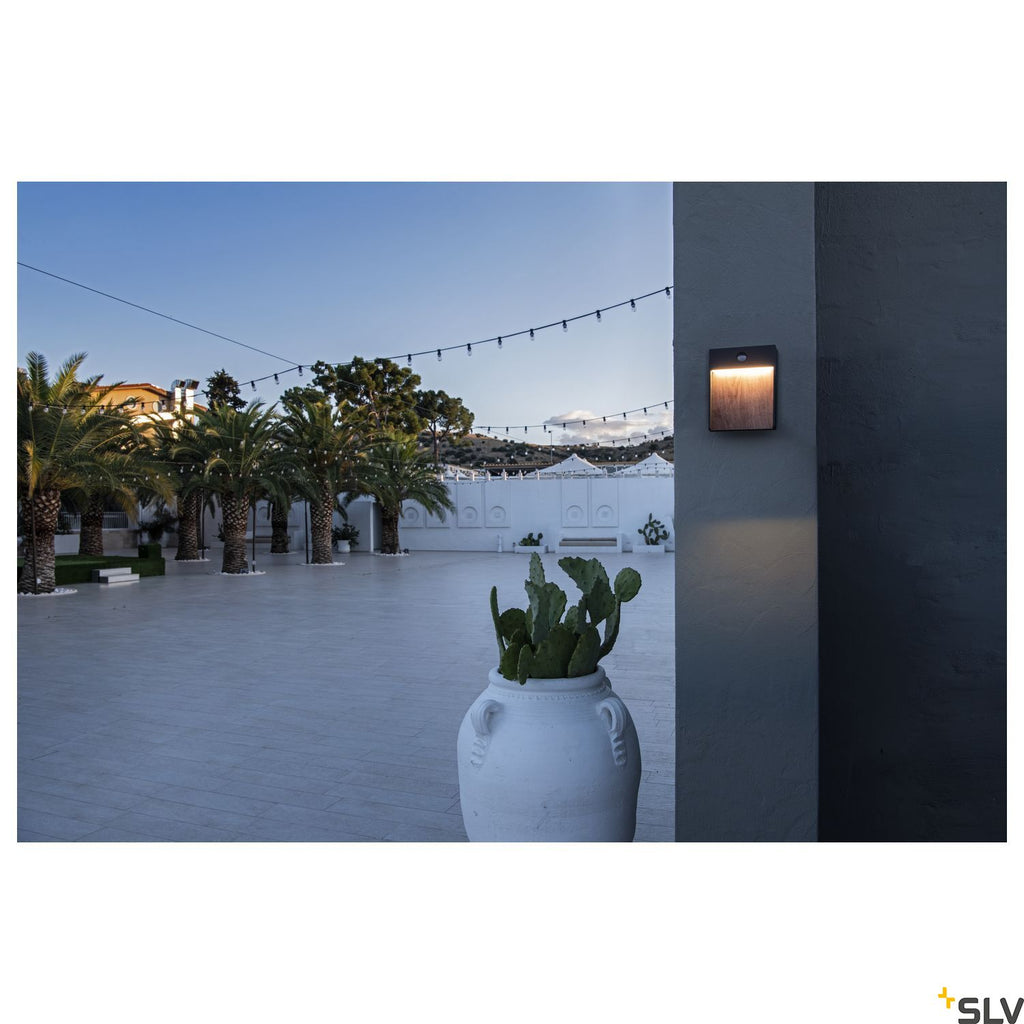 SLV FLATT SENSOR Outdoor LED wall light 3000K IP65 anthracite/brown 1002955
