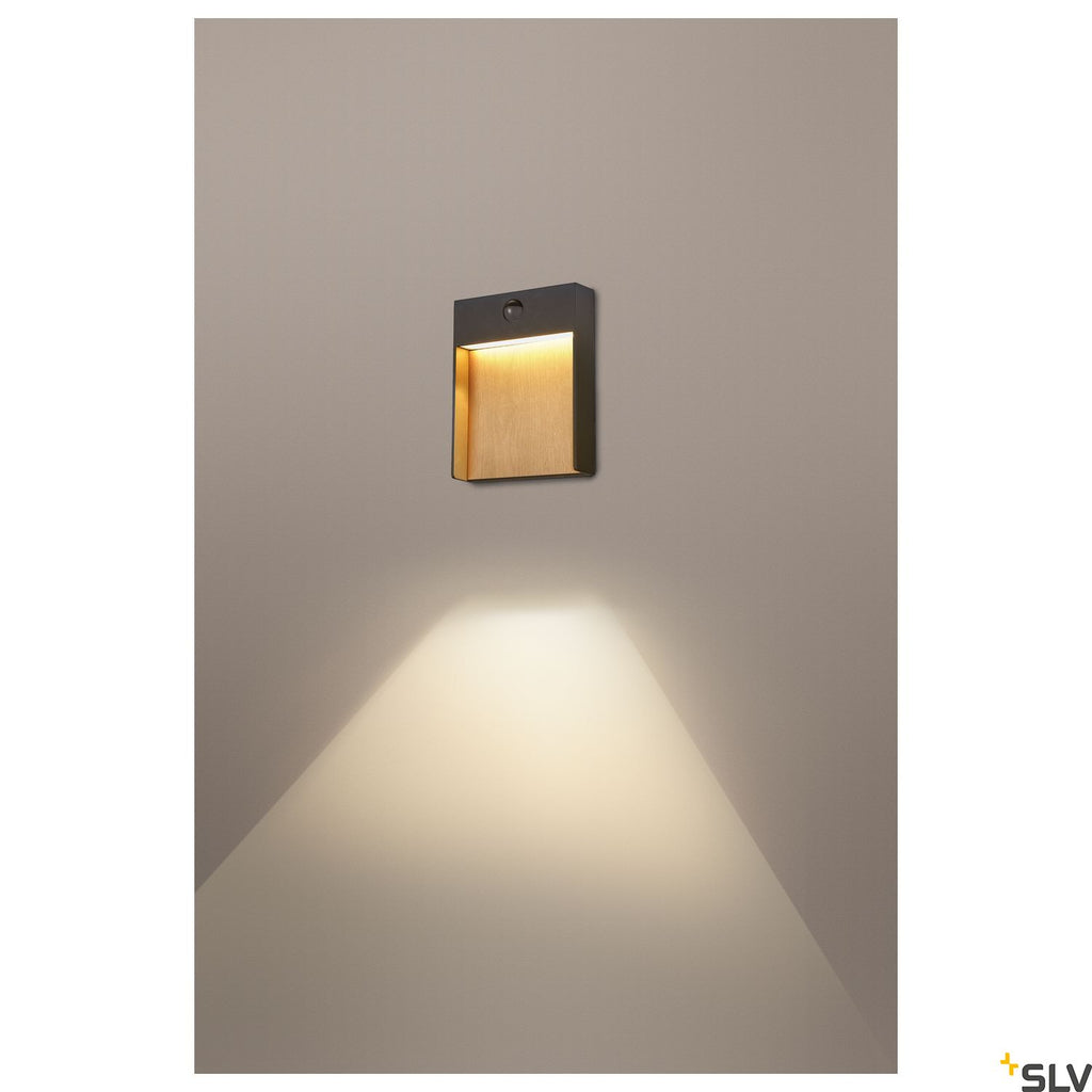 SLV FLATT SENSOR Outdoor LED wall light 3000K IP65 anthracite/brown 1002955