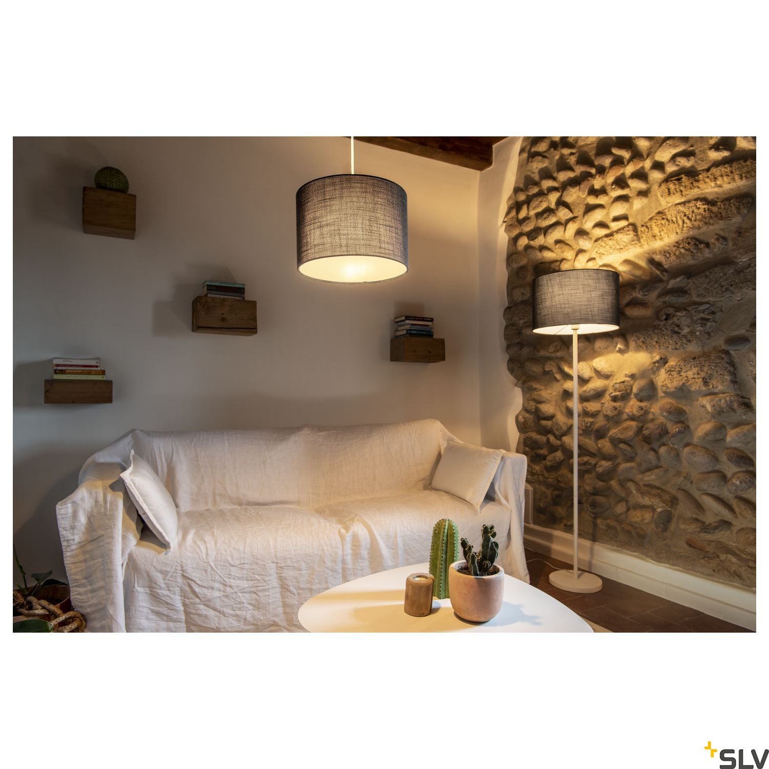 SLV FENDA 45 cm round lampshade, grey 1004775