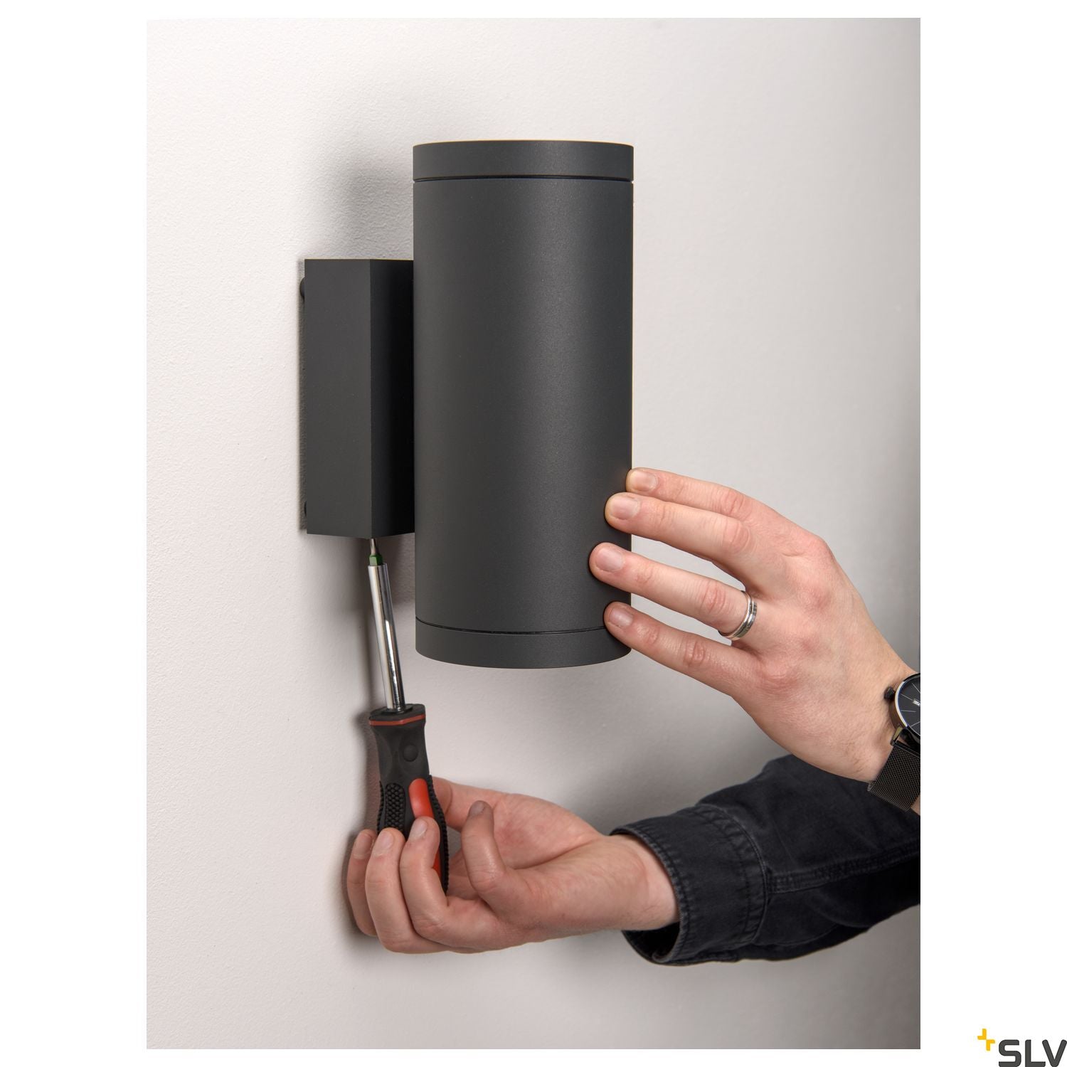 SLV ENOLA ROUND UP/DOWN M outdoor LED surface-mounted wall light anthracite CCT 3000/4000K 1003425