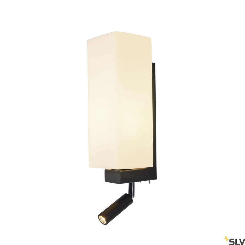 SLV QUADRASS SPOT indoor surface-mounted wall light with LED spotlight and E27 socket black 1003428