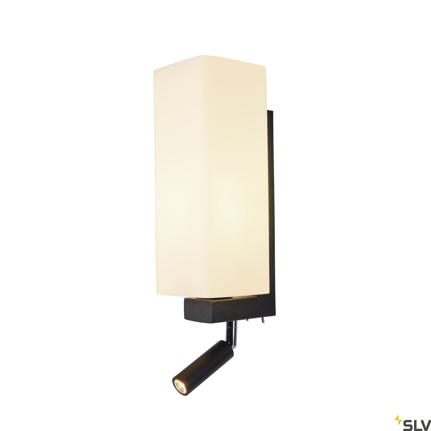 SLV QUADRASS SPOT indoor surface-mounted wall light with LED spotlight and E27 socket black 1003428