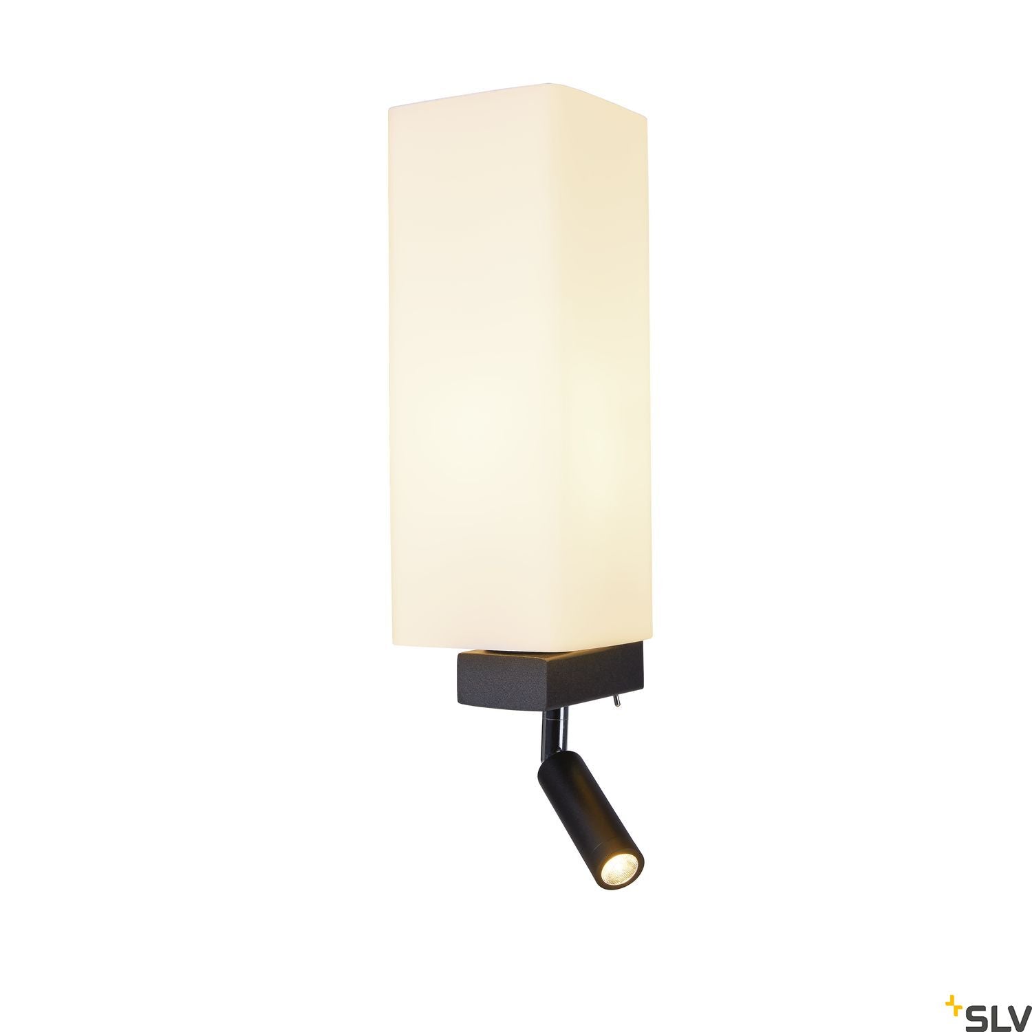 SLV QUADRASS SPOT indoor surface-mounted wall light with LED spotlight and E27 socket black 1003428