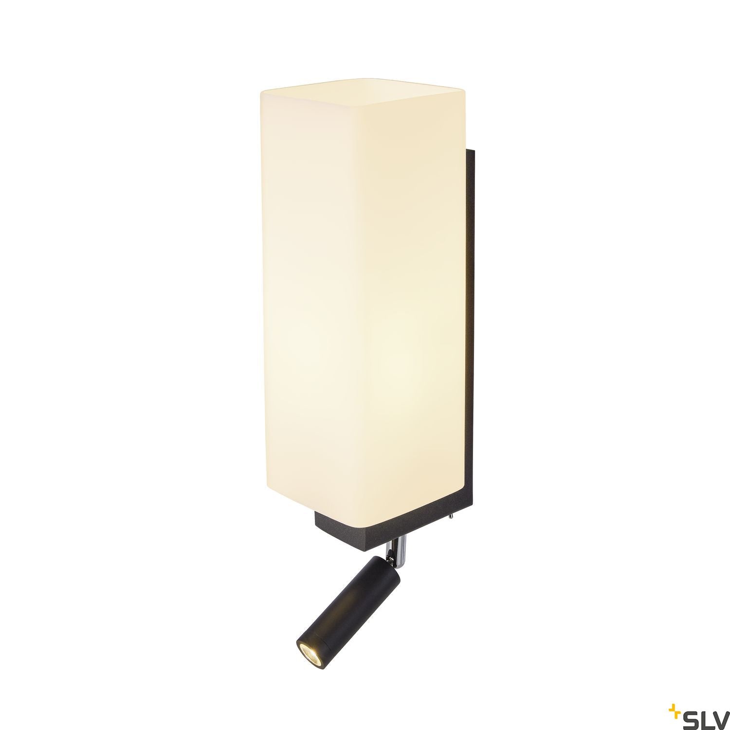 SLV QUADRASS SPOT indoor surface-mounted wall light with LED spotlight and E27 socket black 1003428