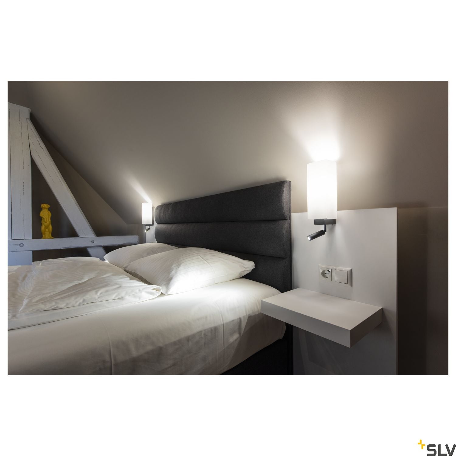 SLV QUADRASS SPOT indoor surface-mounted wall light with LED spotlight and E27 socket black 1003428