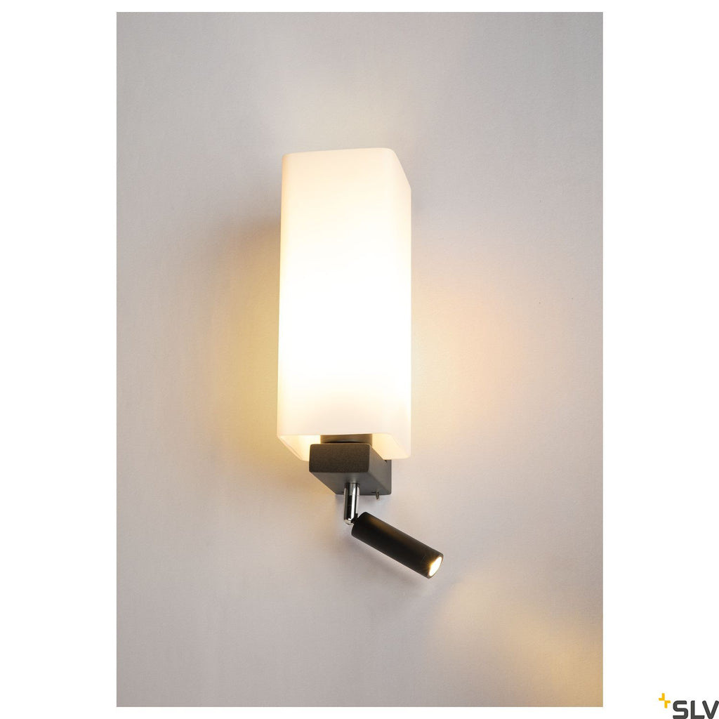 SLV QUADRASS SPOT indoor surface-mounted wall light with LED spotlight and E27 socket black 1003428