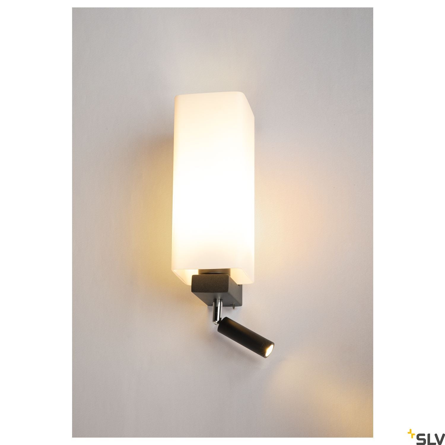 SLV QUADRASS SPOT indoor surface-mounted wall light with LED spotlight and E27 socket black 1003428