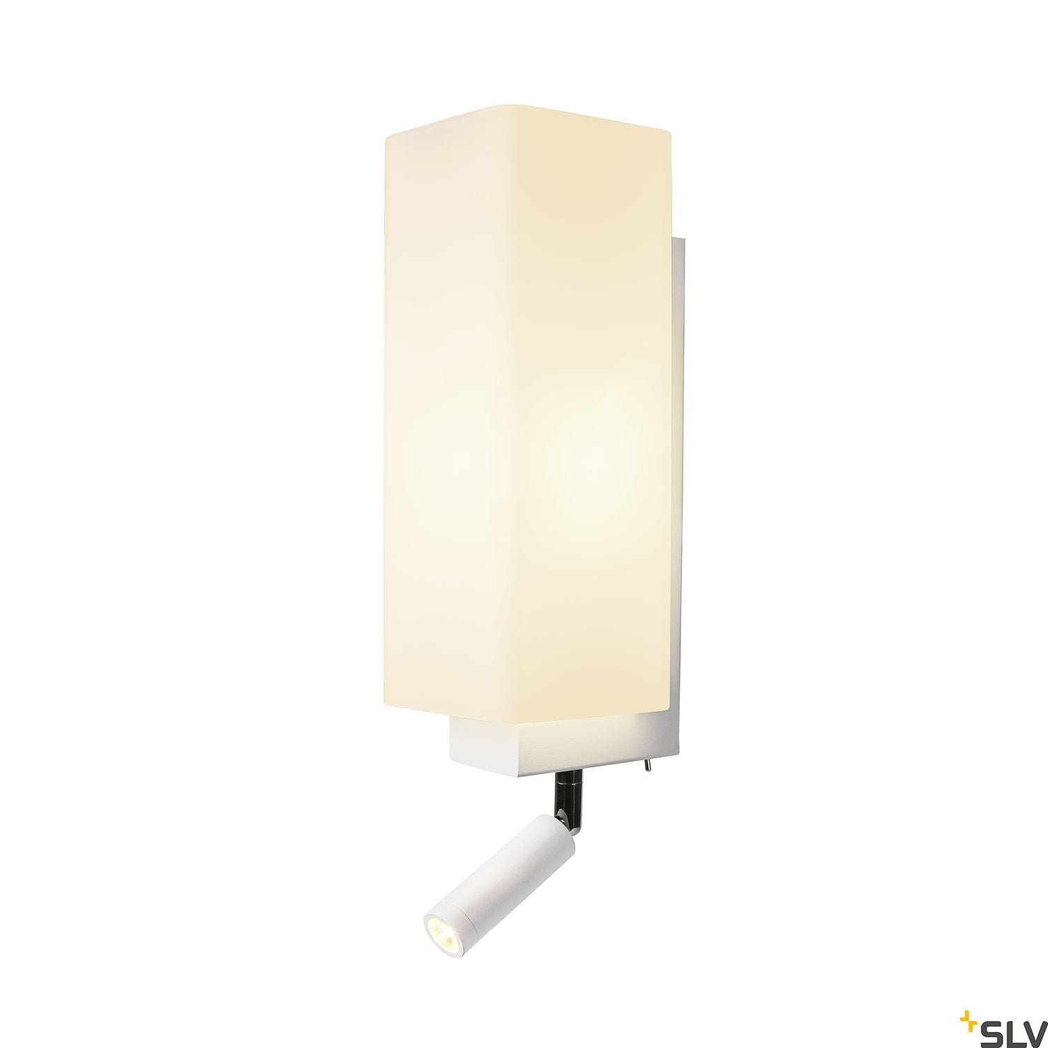 SLV QUADRASS SPOT indoor surface-mounted wall light with LED spotlight and E27 socket white 1003429