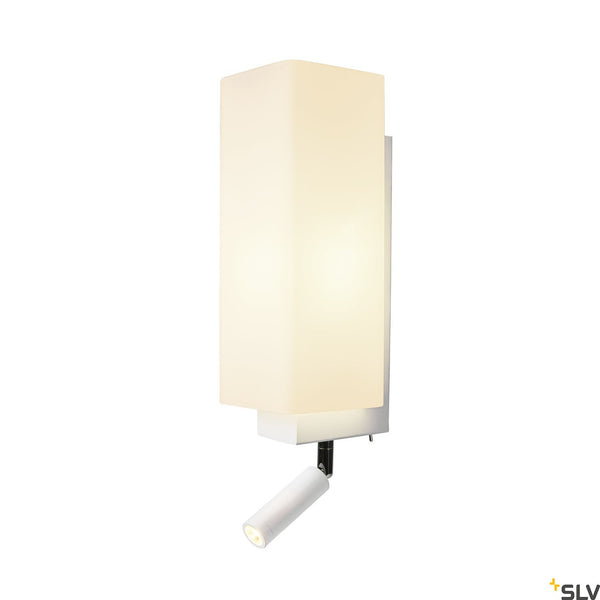 SLV QUADRASS SPOT indoor surface-mounted wall light with LED spotlight and E27 socket white 1003429