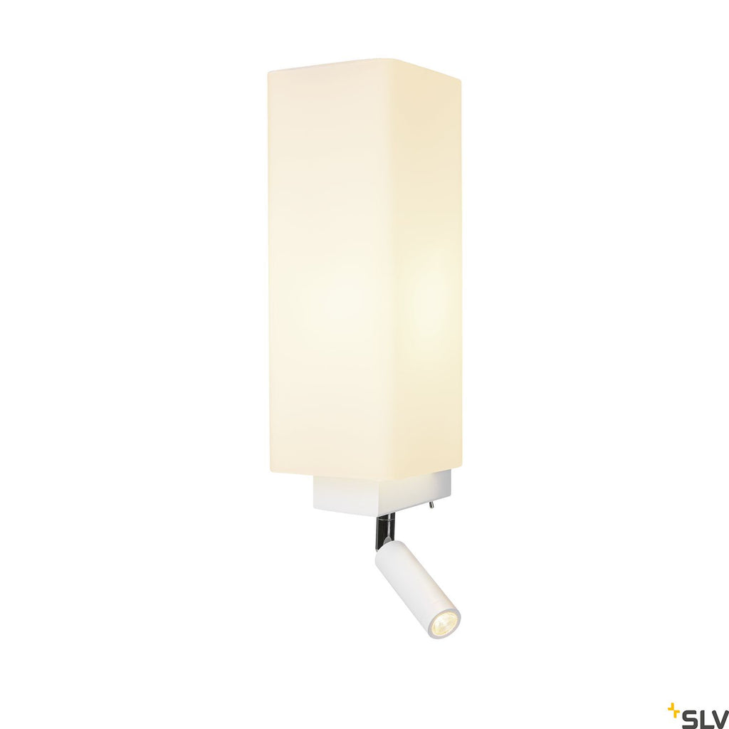 SLV QUADRASS SPOT indoor surface-mounted wall light with LED spotlight and E27 socket white 1003429