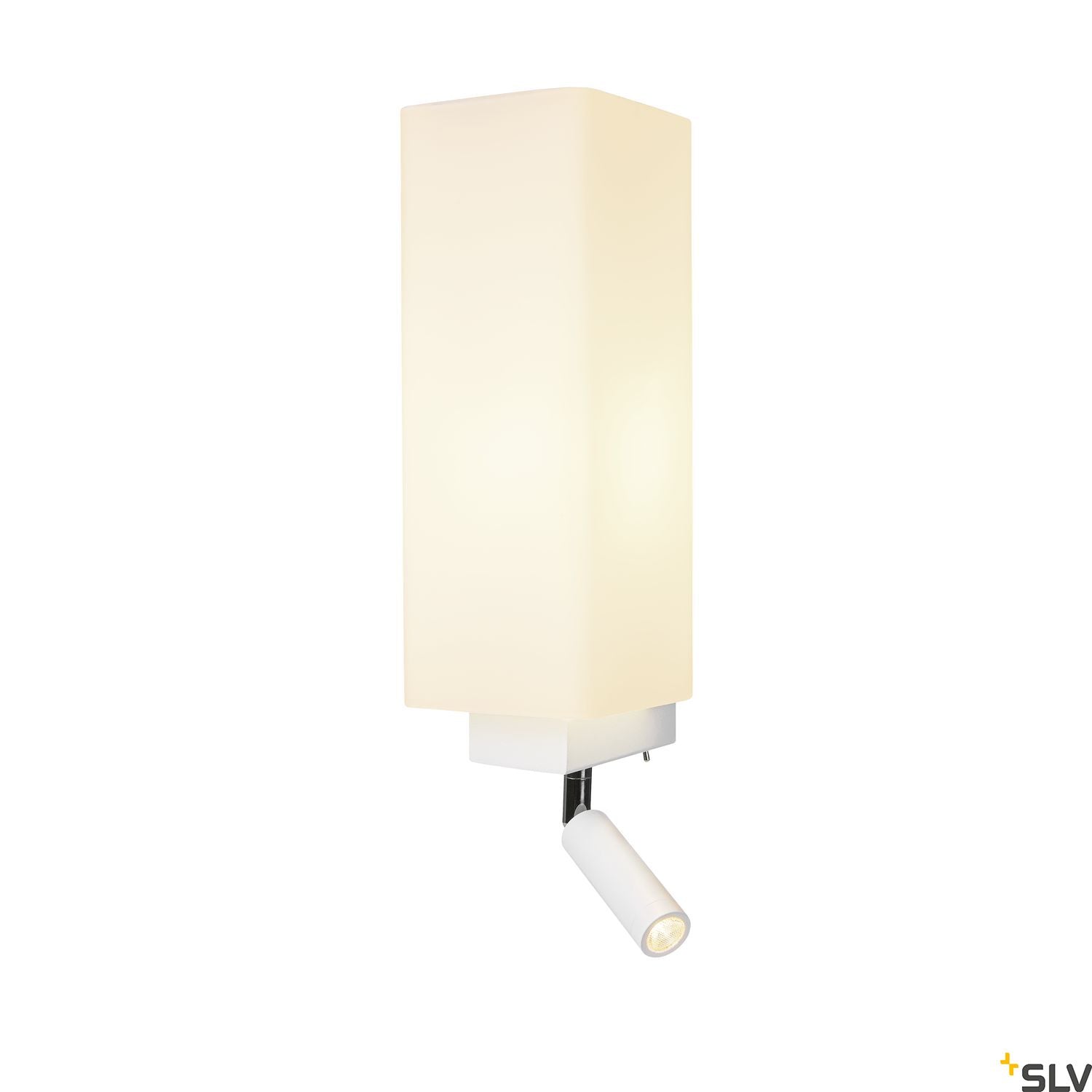 SLV QUADRASS SPOT indoor surface-mounted wall light with LED spotlight and E27 socket white 1003429