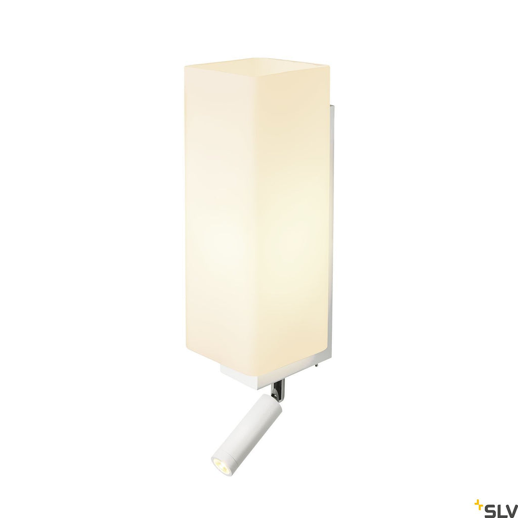 SLV QUADRASS SPOT indoor surface-mounted wall light with LED spotlight and E27 socket white 1003429