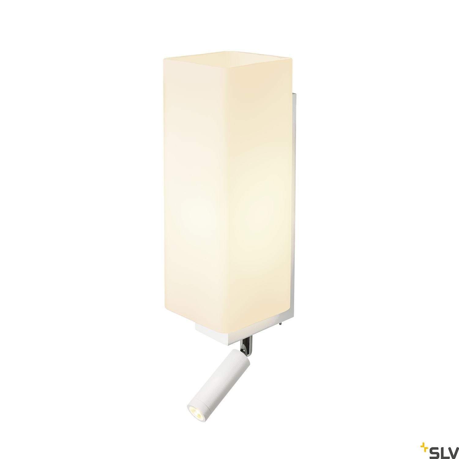 SLV QUADRASS SPOT indoor surface-mounted wall light with LED spotlight and E27 socket white 1003429