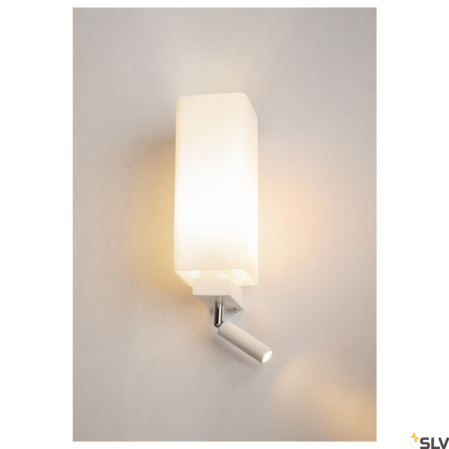 SLV QUADRASS SPOT indoor surface-mounted wall light with LED spotlight and E27 socket white 1003429