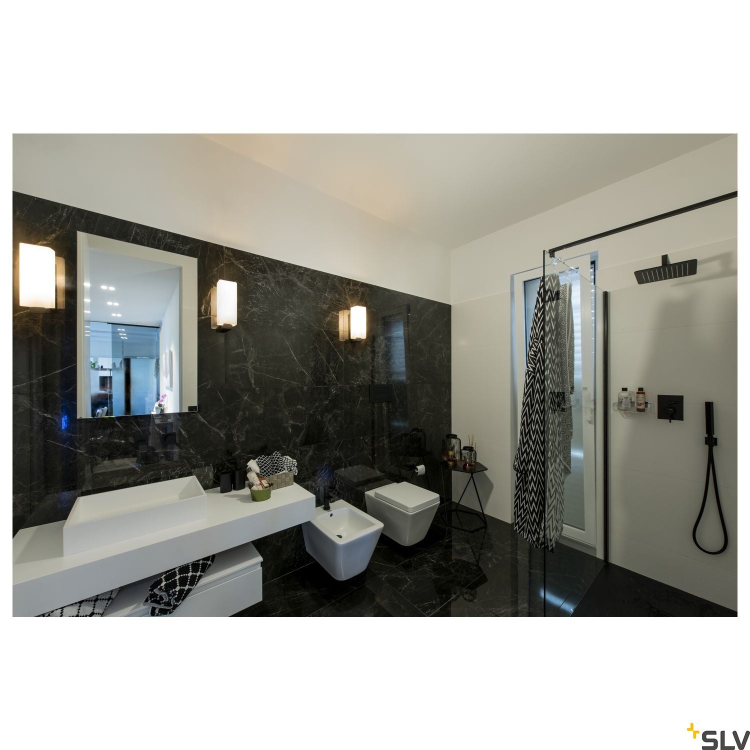 SLV QUADRASS indoor surface-mounted wall light E27 black 1003430