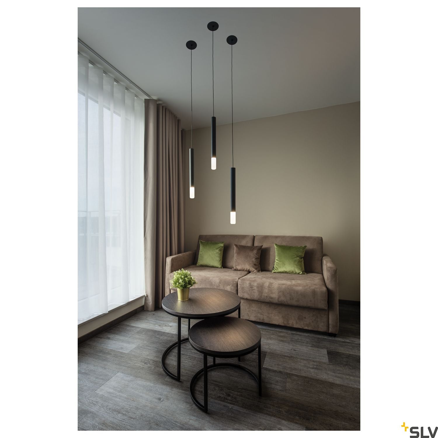 SLV HELIA AMBIENT 35 indoor LED pendant black without canopy 1003435