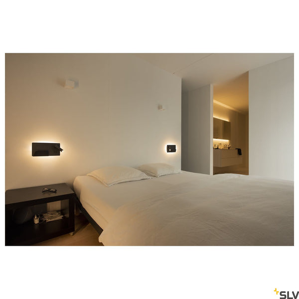 SLV SOMNILA SPOT indoor LED surface-mounted wall light 3000K black version left incl. USB connection 1003455