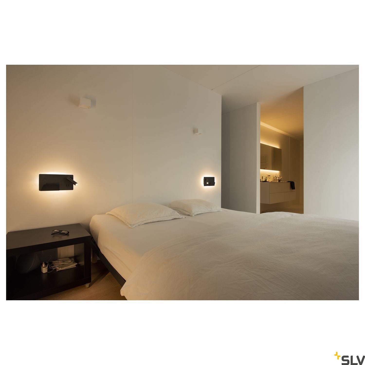 SLV SOMNILA SPOT indoor LED surface-mounted wall light 3000K black version right incl. USB connection 1003456