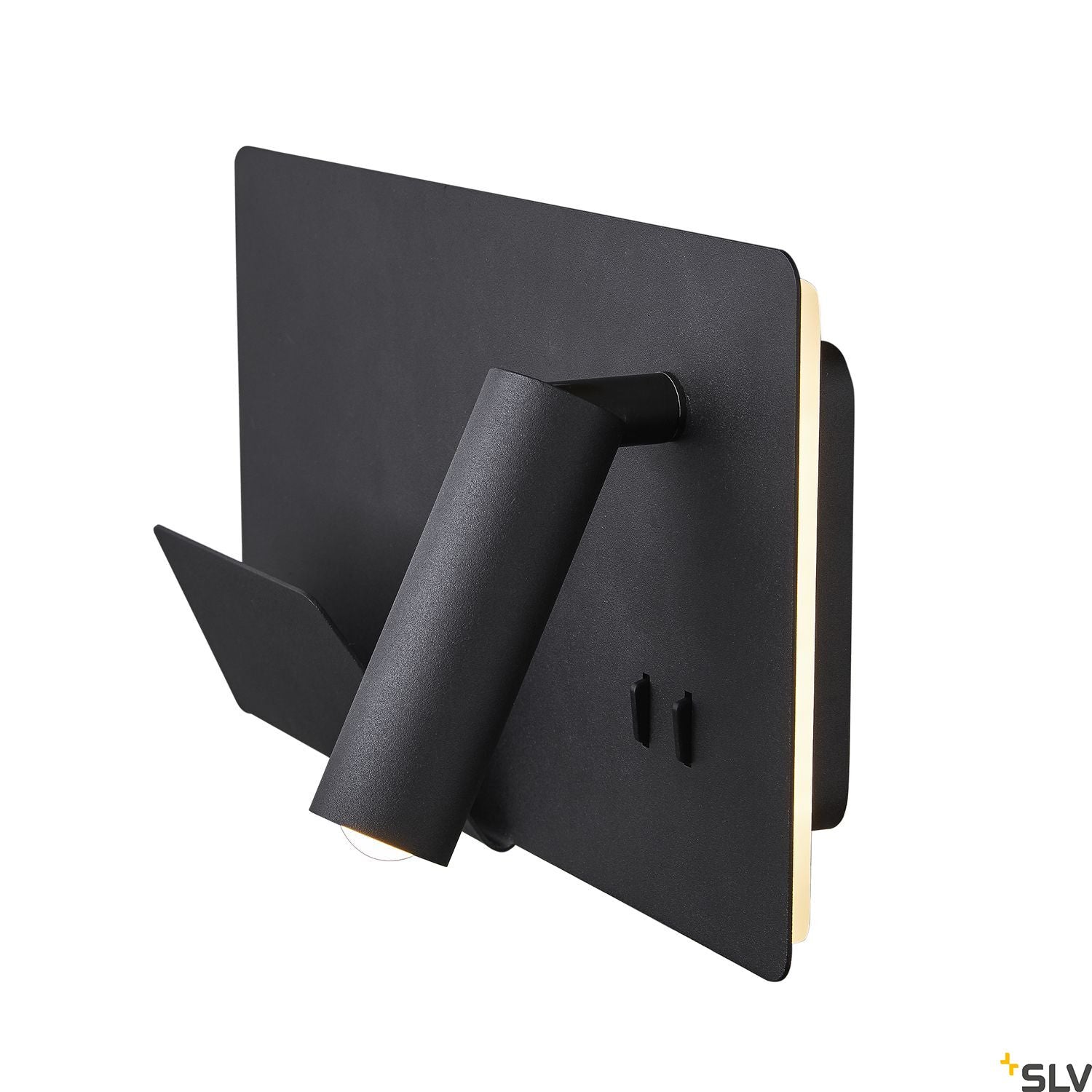 SLV SOMNILA SPOT indoor LED surface-mounted wall light 3000K black version left incl. USB connection 1003455