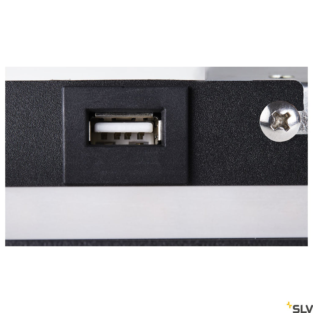 SLV SOMNILA SPOT indoor LED surface-mounted wall light 3000K black version left incl. USB connection 1003455