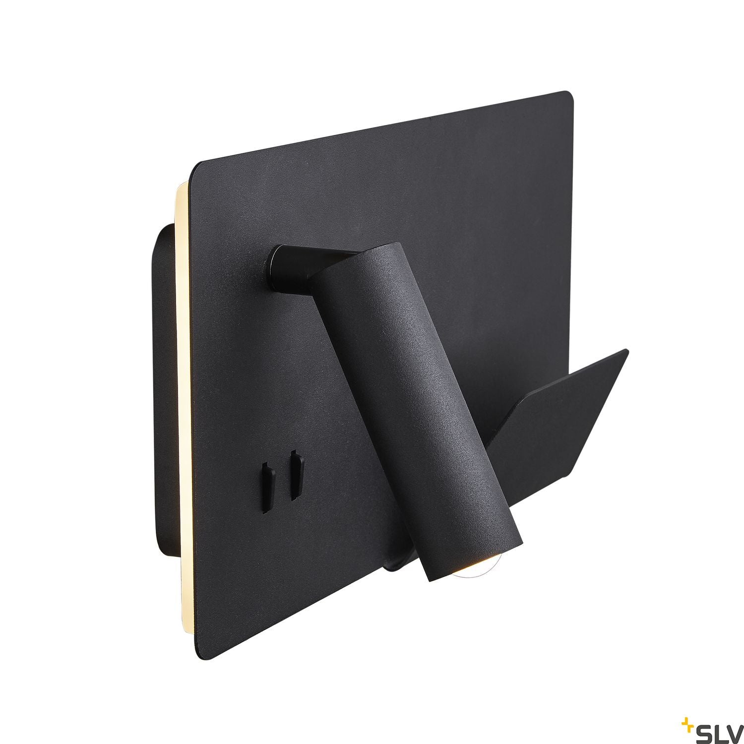 SLV SOMNILA SPOT indoor LED surface-mounted wall light 3000K black version right incl. USB connection 1003456
