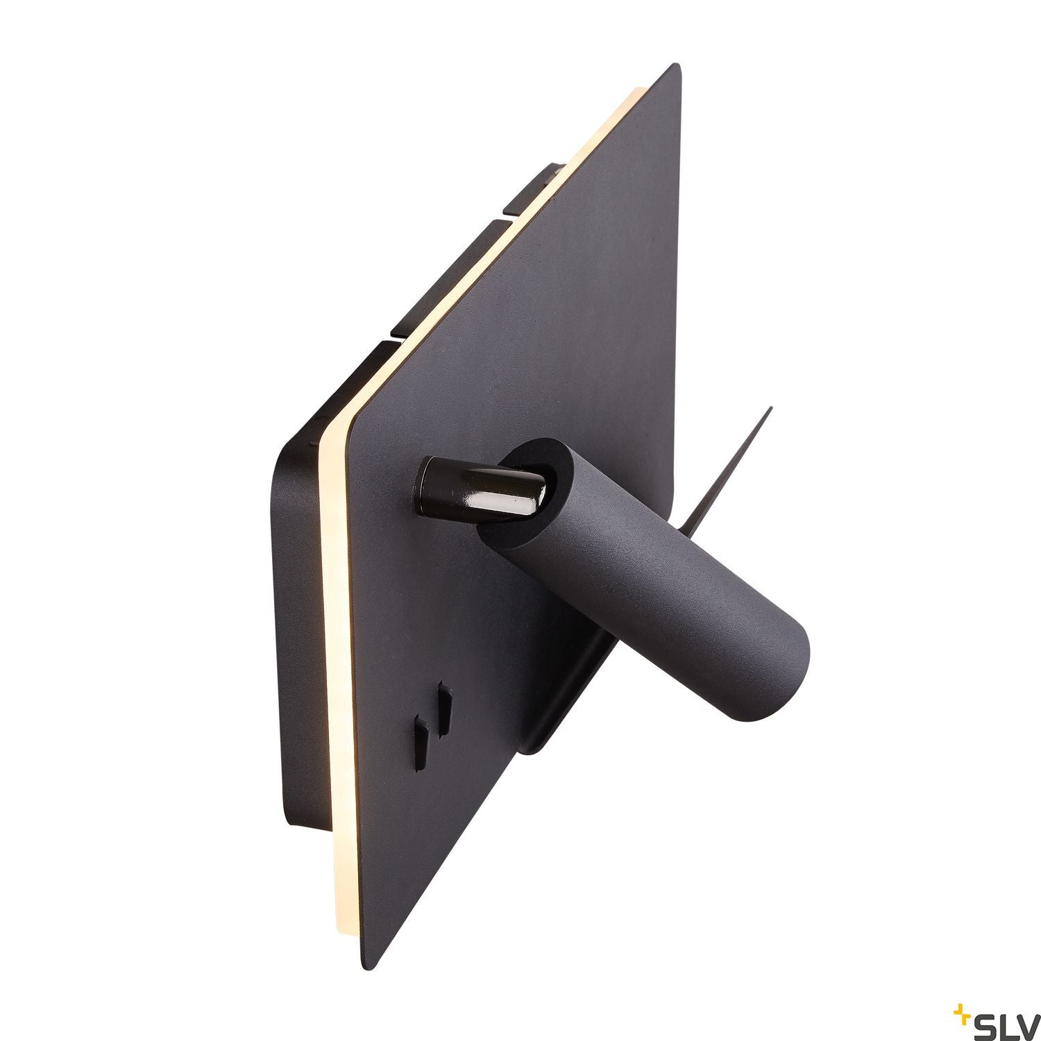 SLV SOMNILA SPOT indoor LED surface-mounted wall light 3000K black version right incl. USB connection 1003456