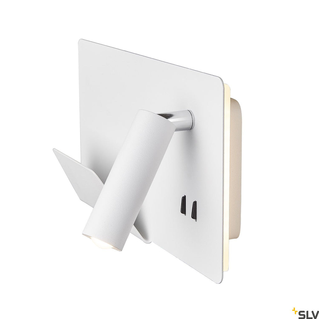 SLV SOMNILA SPOT indoor LED surface-mounted wall light 3000K white version left incl. USB connection 1003457
