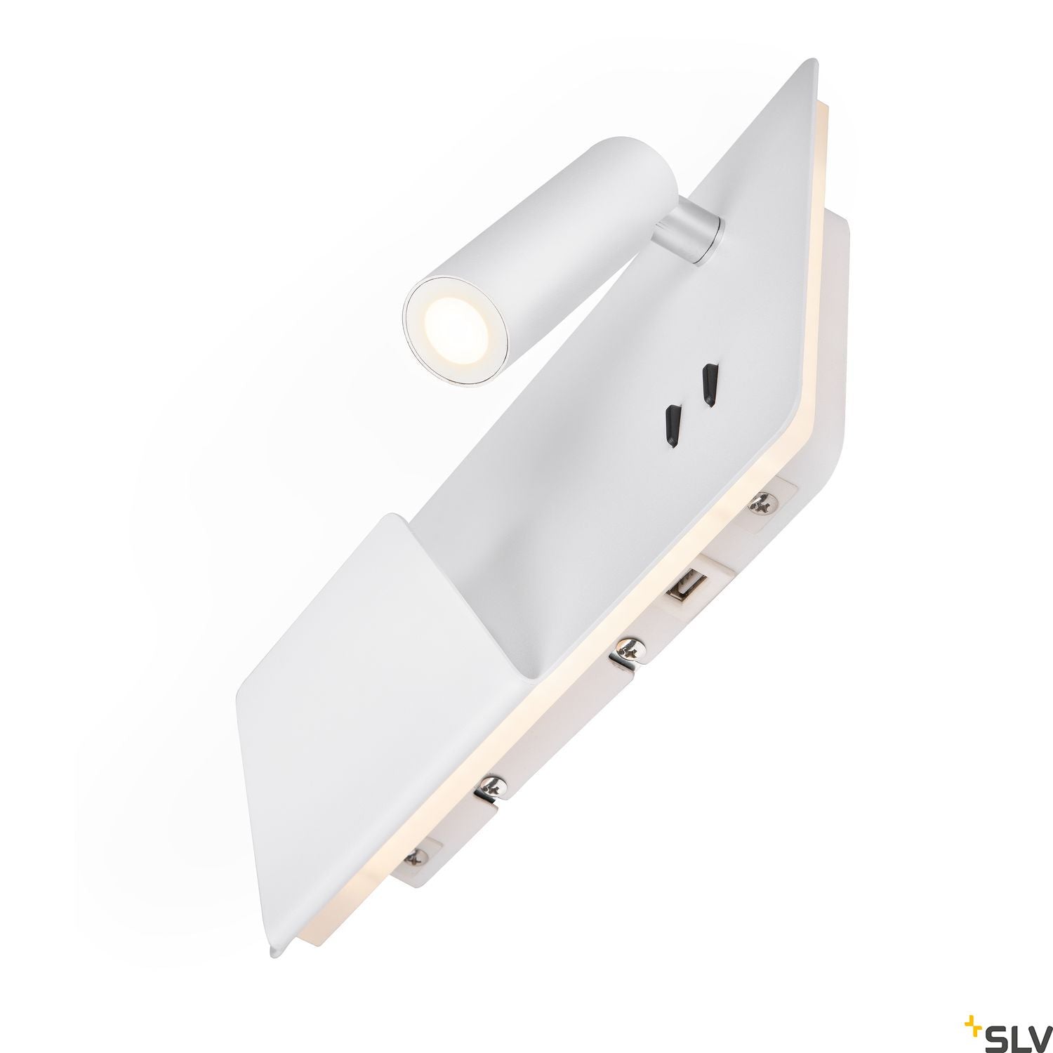 SLV SOMNILA SPOT indoor LED surface-mounted wall light 3000K white version left incl. USB connection 1003457