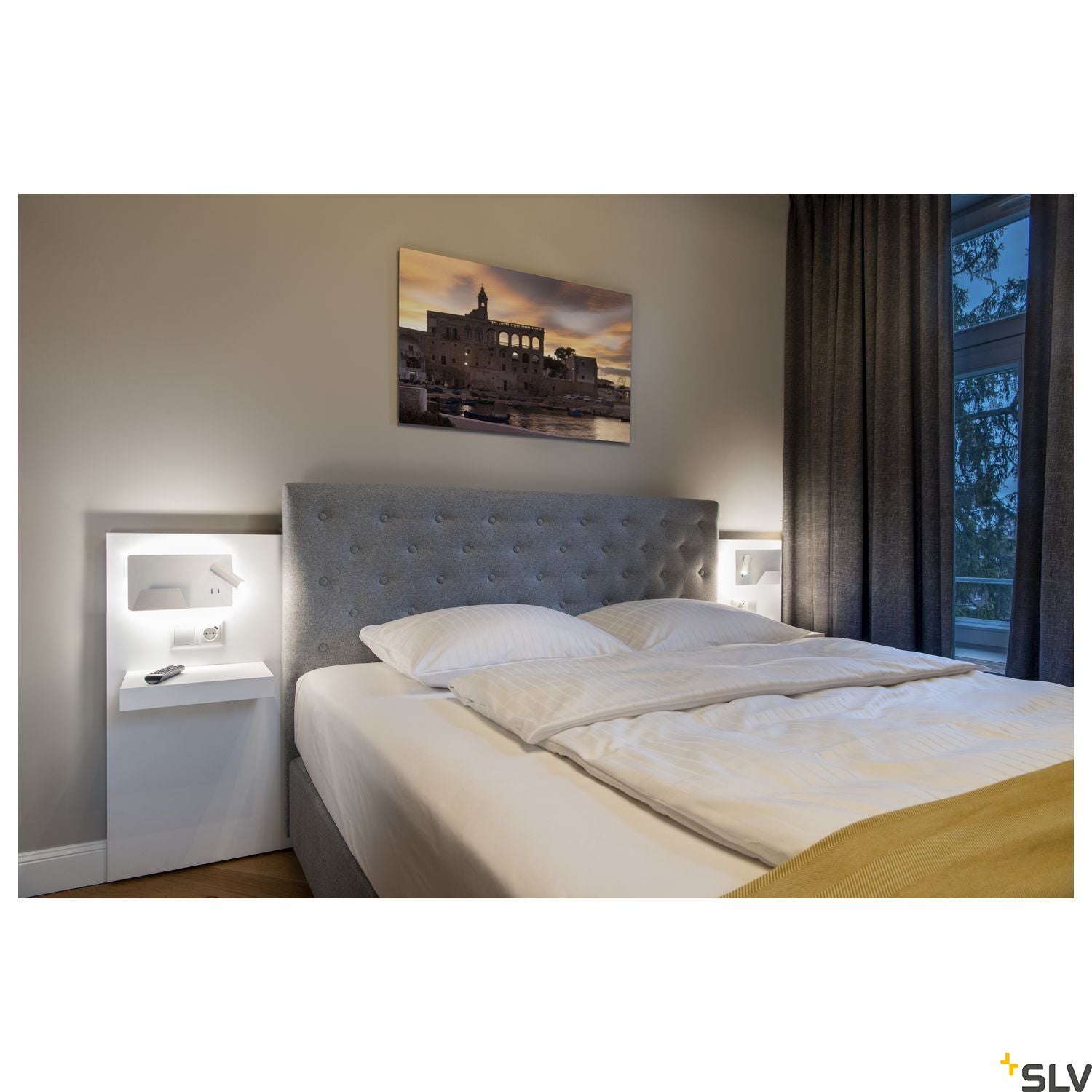 SLV SOMNILA SPOT indoor LED surface-mounted wall light 3000K white version left incl. USB connection 1003457