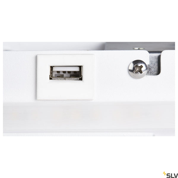 SLV SOMNILA SPOT indoor LED surface-mounted wall light 3000K white version left incl. USB connection 1003457