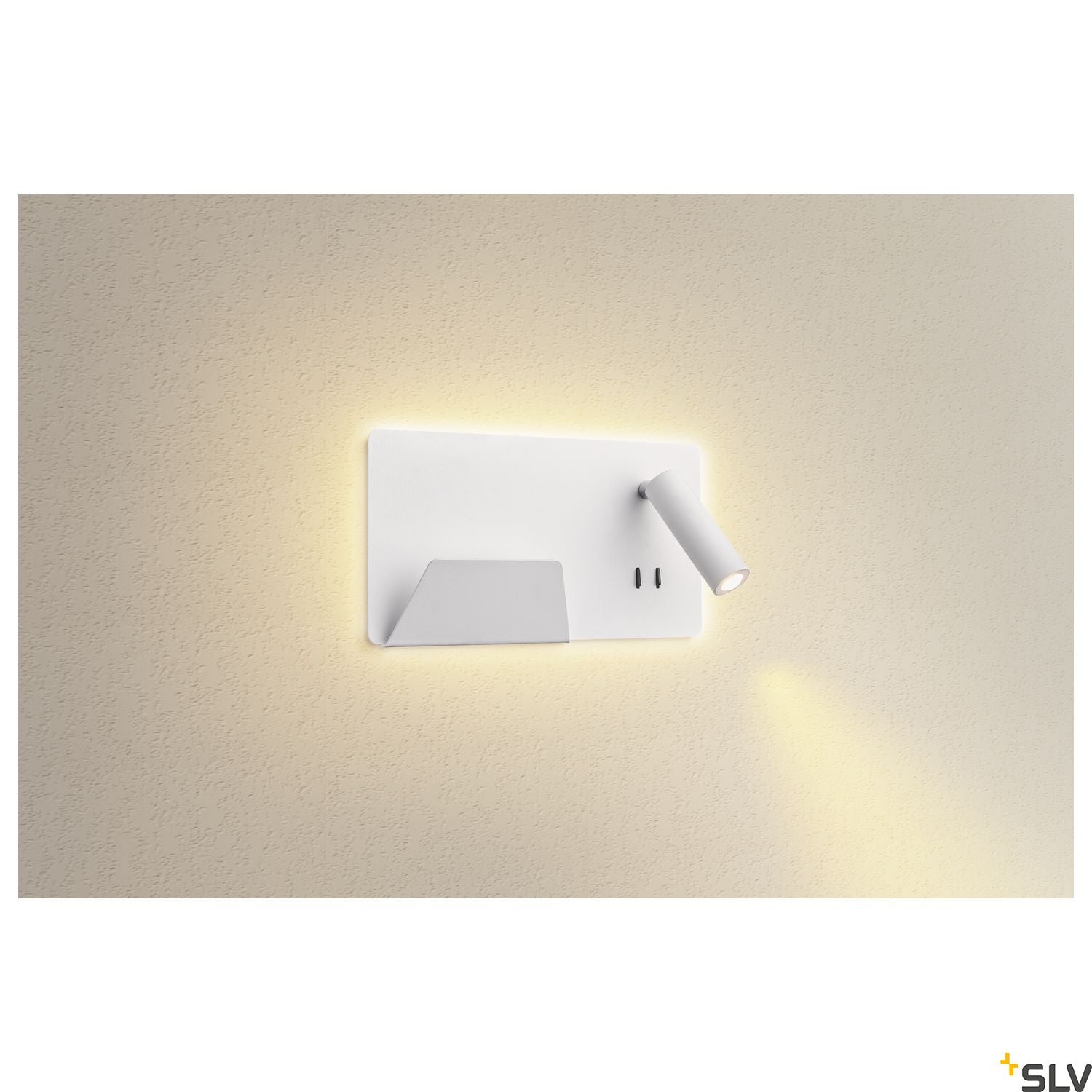 SLV SOMNILA SPOT indoor LED surface-mounted wall light 3000K white version left incl. USB connection 1003457