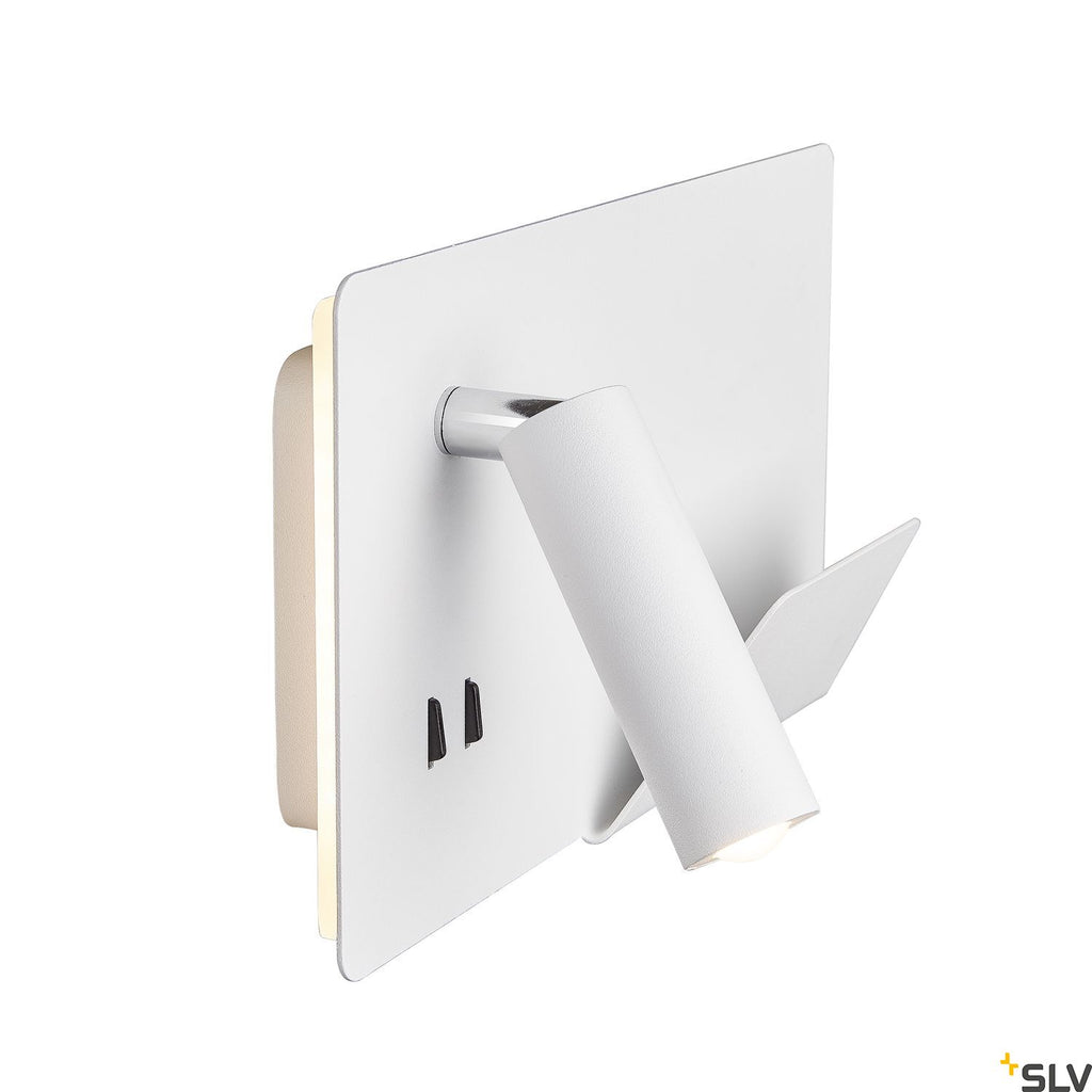 SLV SOMNILA SPOT indoor LED surface-mounted wall light 3000K white version right incl. USB connection 1003458