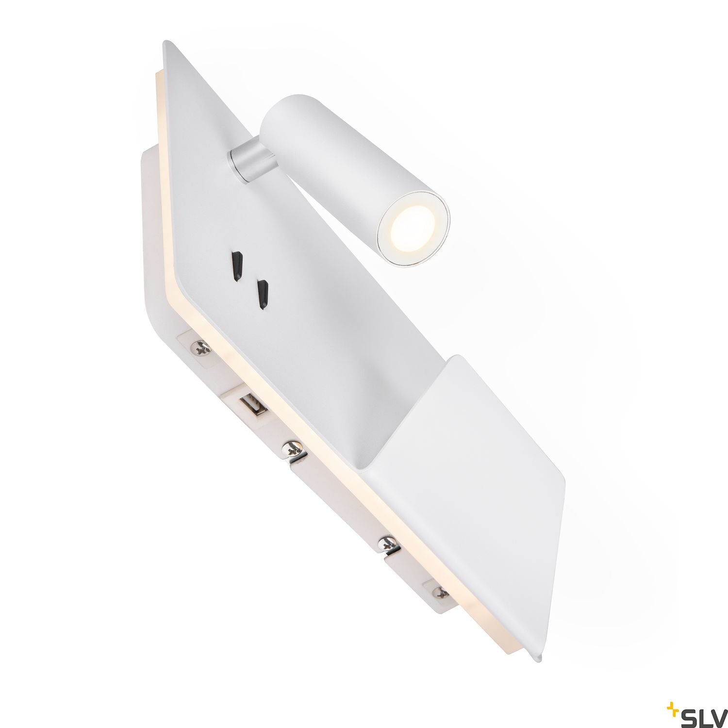 SLV SOMNILA SPOT indoor LED surface-mounted wall light 3000K white version right incl. USB connection 1003458