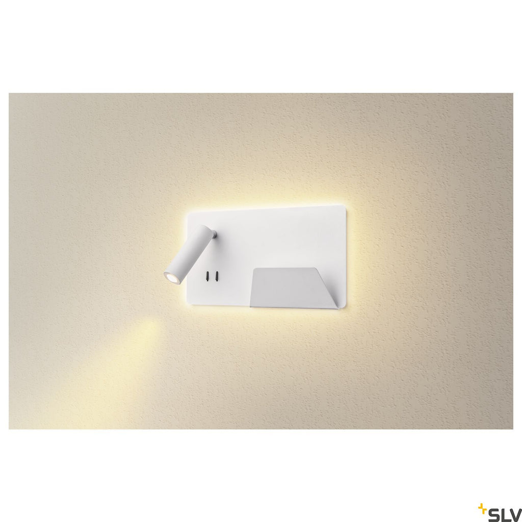 SLV SOMNILA SPOT indoor LED surface-mounted wall light 3000K white version right incl. USB connection 1003458