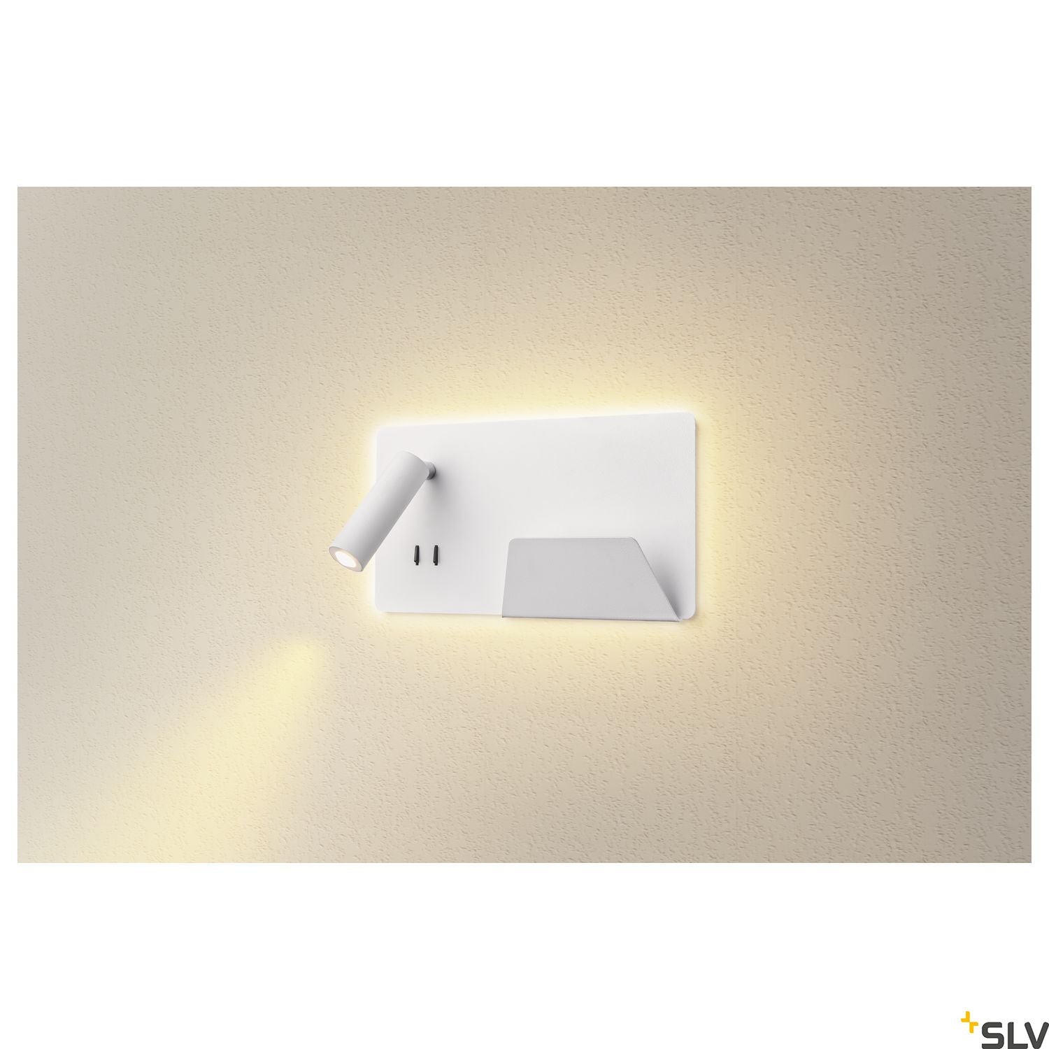 SLV SOMNILA SPOT indoor LED surface-mounted wall light 3000K white version right incl. USB connection 1003458