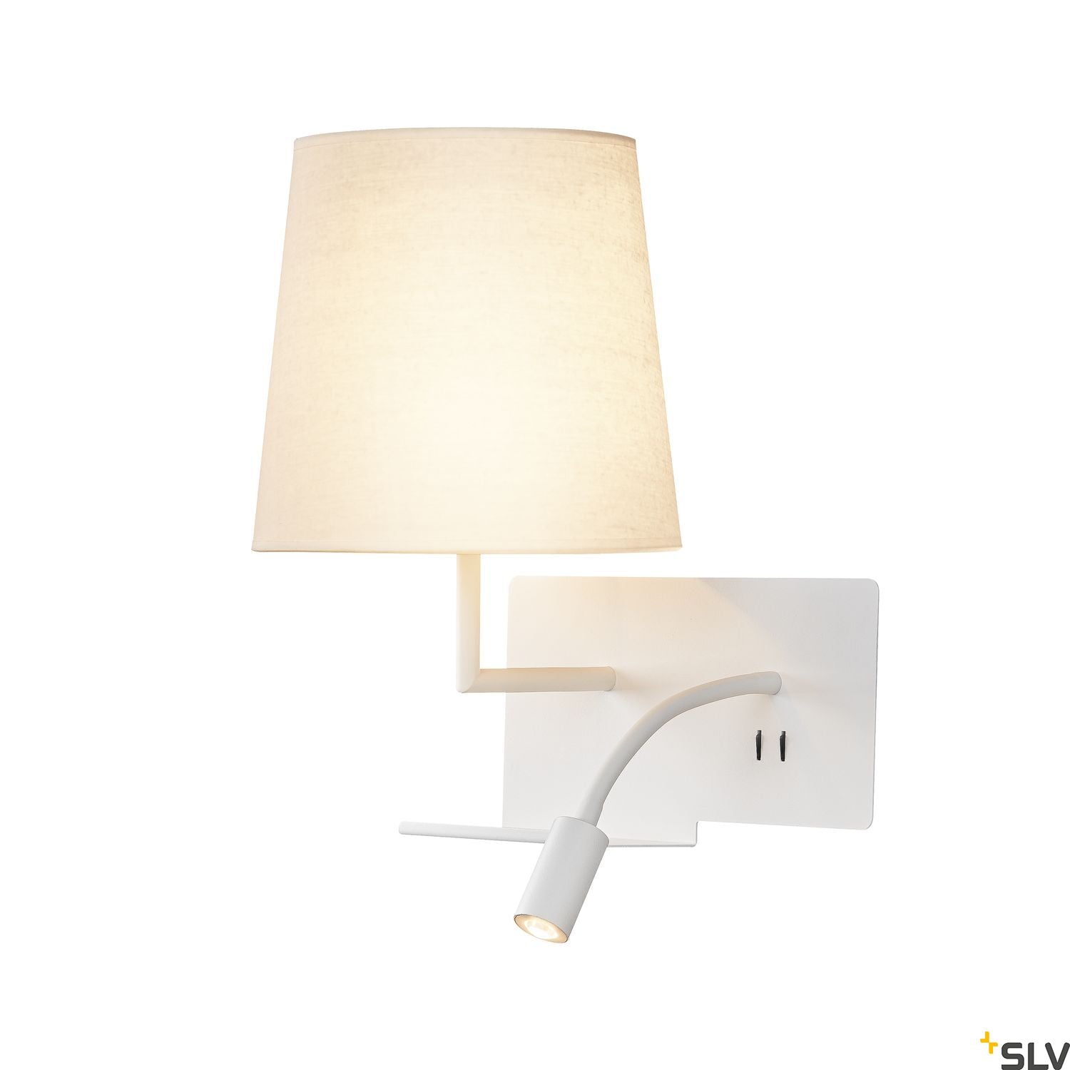 SLV SOMNILA FLEX indoor LED surface-mounted wall light 3000K white version left incl. USB connection 1003459