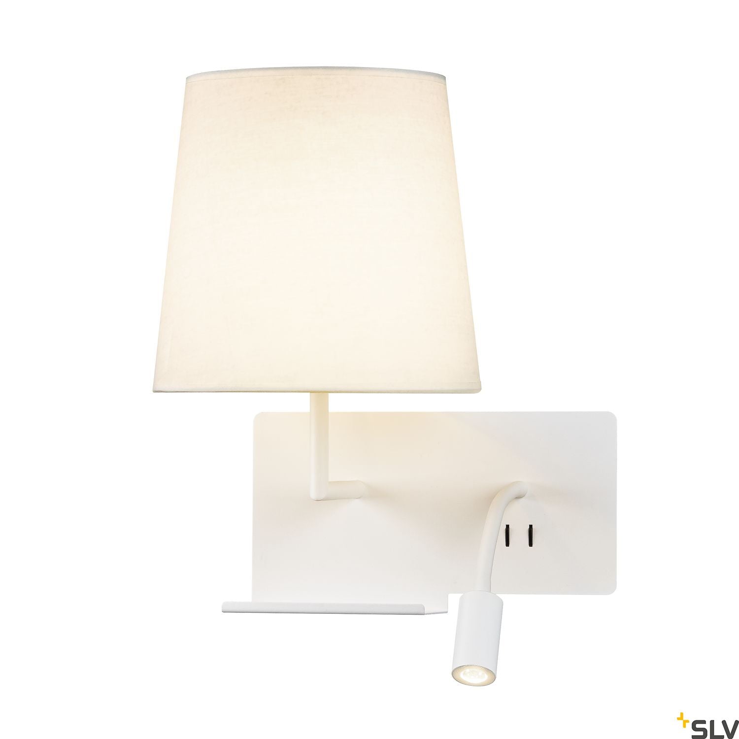 SLV SOMNILA FLEX indoor LED surface-mounted wall light 3000K white version left incl. USB connection 1003459