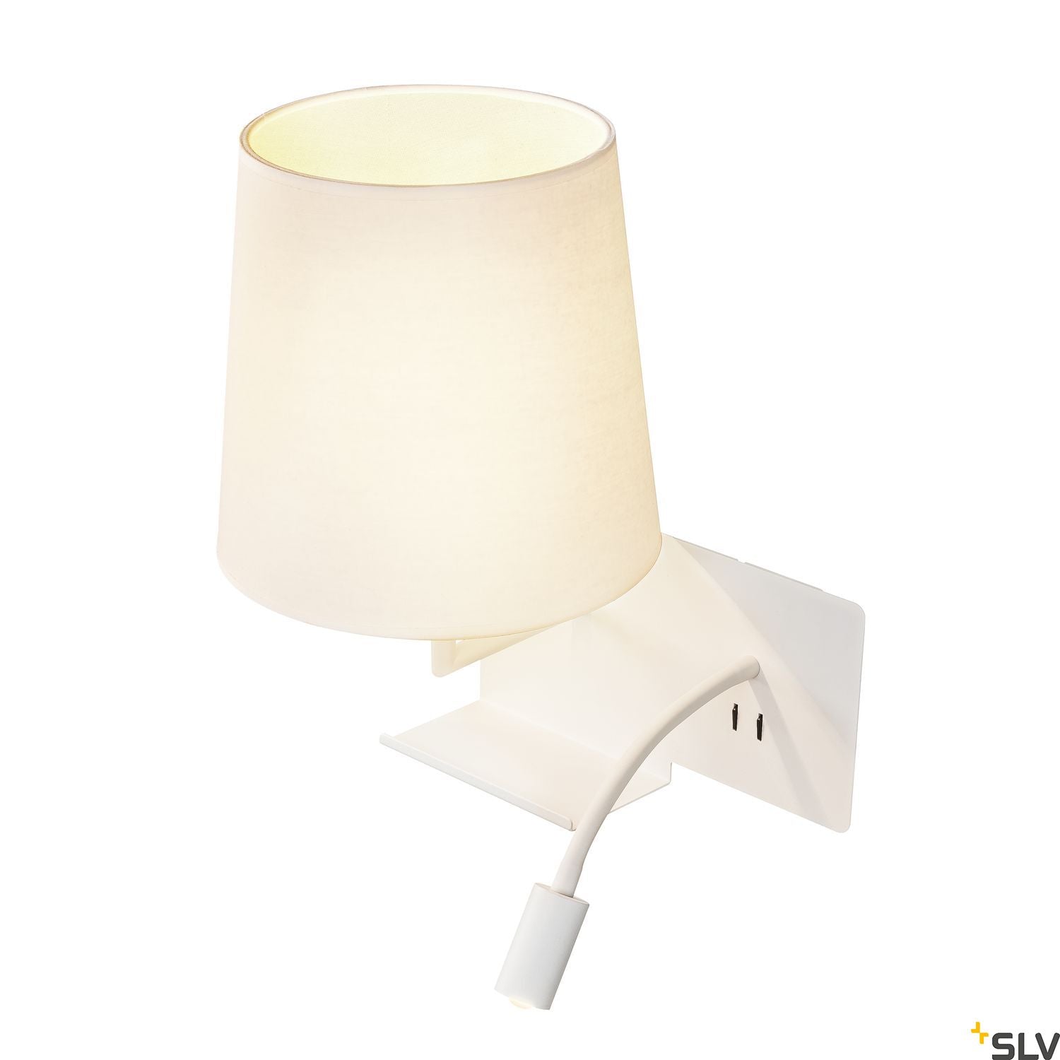 SLV SOMNILA FLEX indoor LED surface-mounted wall light 3000K white version left incl. USB connection 1003459